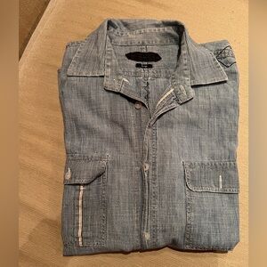 Denim buttoned up Strip Long Sleeve Shirt